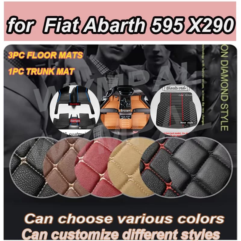 LUSSO Tappetino Auto Per Fiat Abarth 595 X290 2012 ~ 2022 Impermeabile Tapetes Para Carro Alfombrillas Coche Tappetini Auto Pavimento