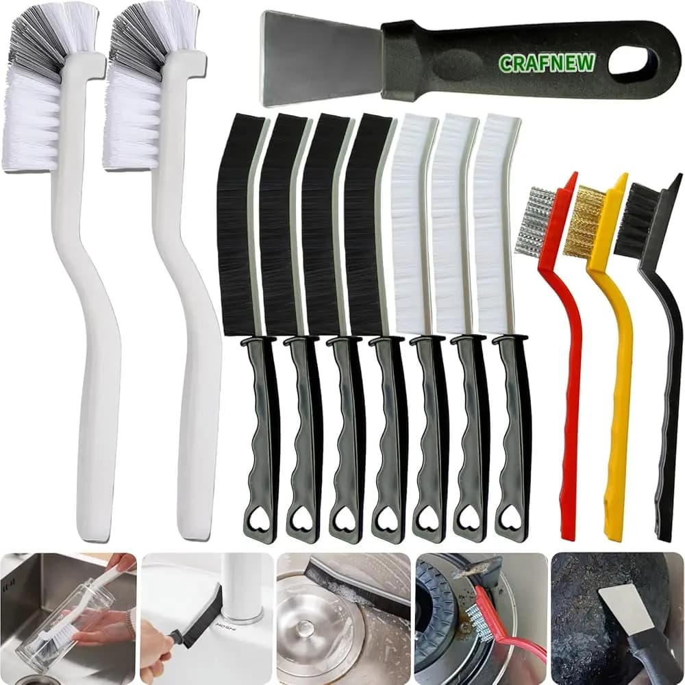 Set di 13 Spazzole per la Pulizia delle Fessure, Strumenti per la Pulizia, Spazzole con Setole Dure per la Pulizia Domestica, Adatte per WC, Cucina