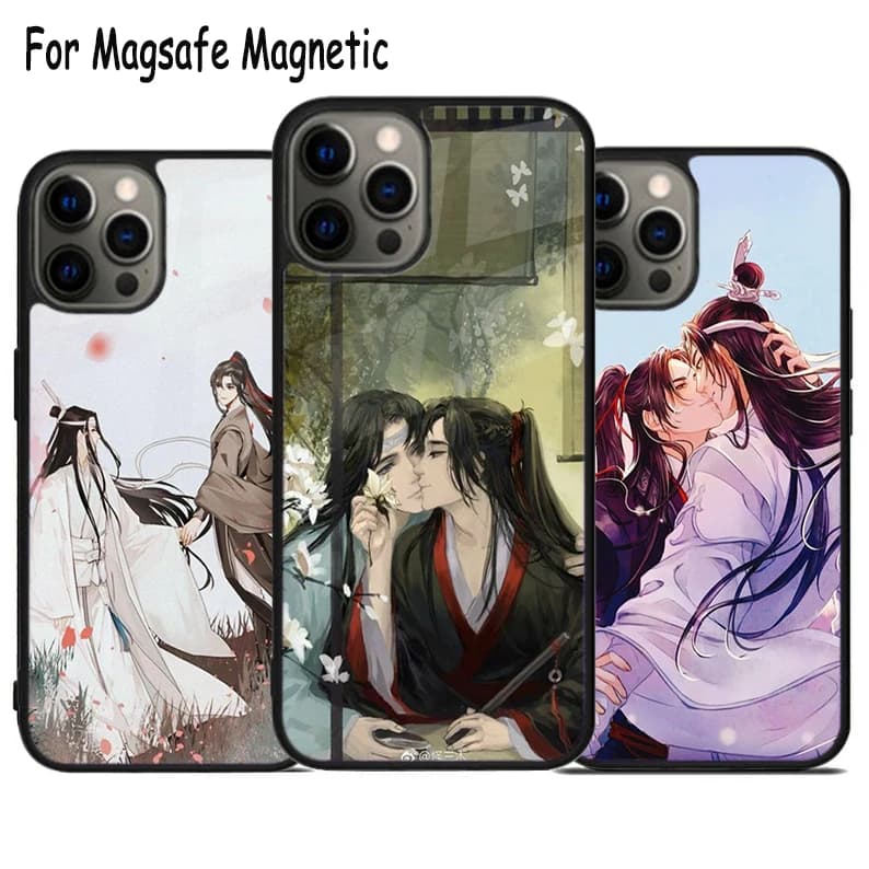 Cover Magnetica Wireless Magsafe con Stampa Mo Dao Zu Shi Wangxian per iPhone 17 Air 15 16 16e 14 13 11 12 Pro Max Plus