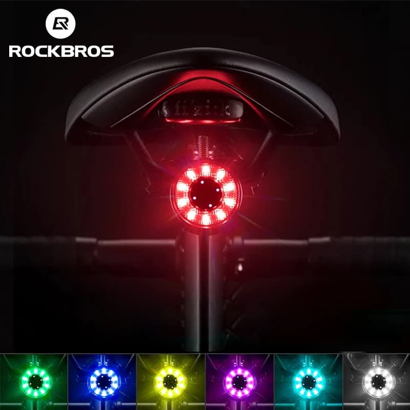 ROCKBROS luce posteriore per bicicletta ricarica USB avviso di sicurezza luce per ciclismo luce posteriore per bicicletta colorata luce per bici accessori per bici
