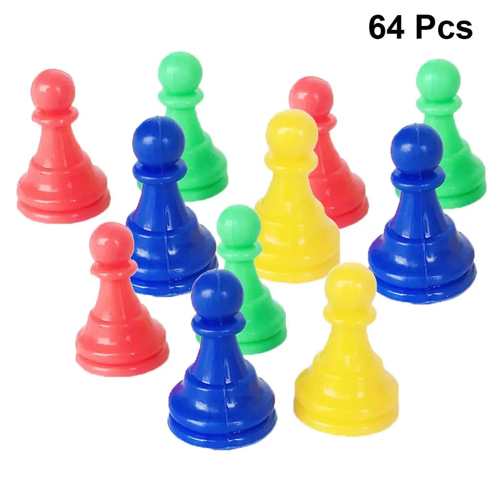 Set di 64 Pezzi in Plastica per Gioco degli Scacchi Multicolore per Bambini, Giochi da Tavolo per Principianti, Scacchi e Dama in Colori Misti