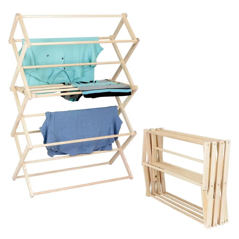 Stendibiancheria in legno massello di acero, stendino pieghevole resistente per maglioni, camicette, lingerie e altro, M