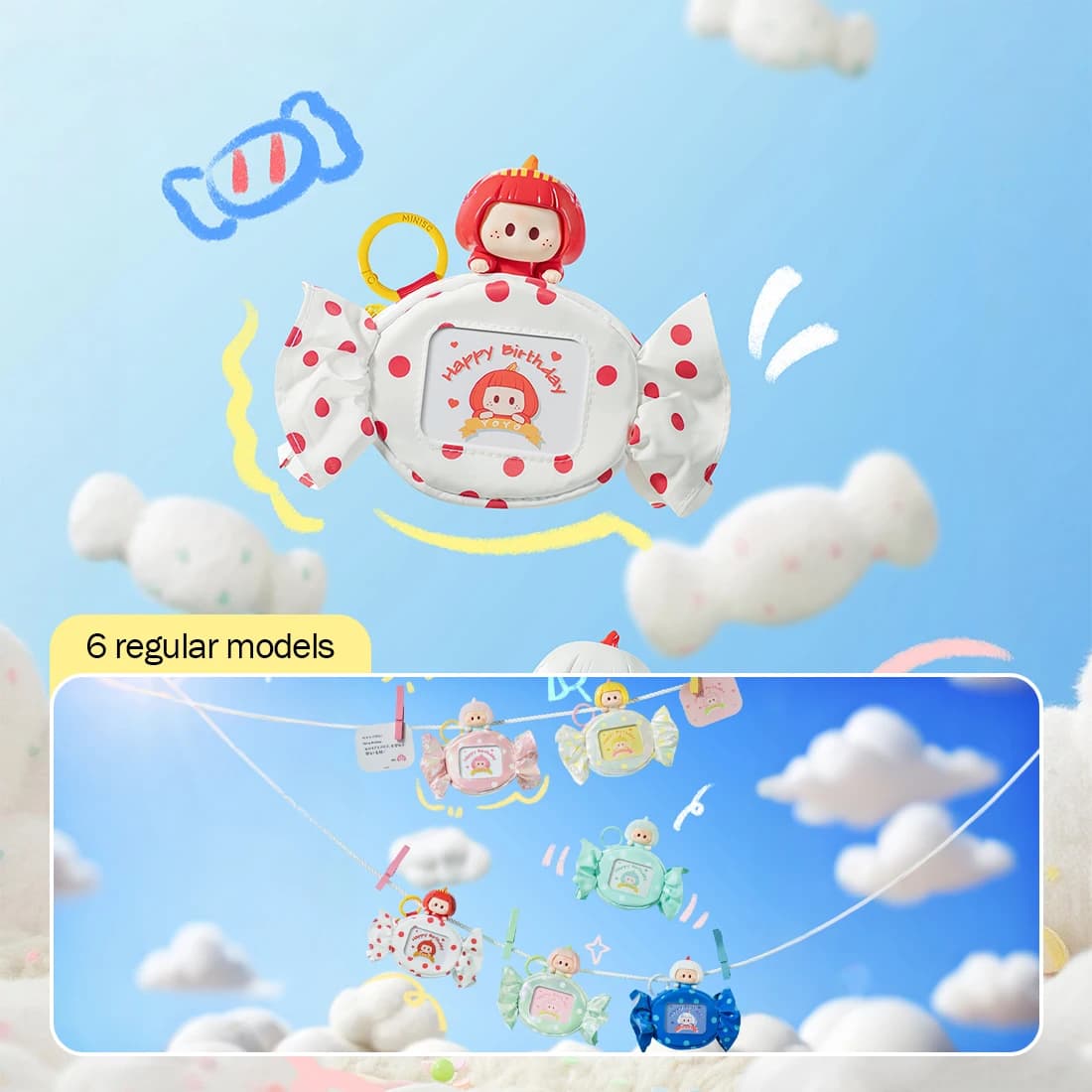 MINISO YOYO Blind Box Bag Charm Crossbody Mini Bag Pendant Keychain Cute Candy Shape Mystery Backpack Hanging Accessory Gift