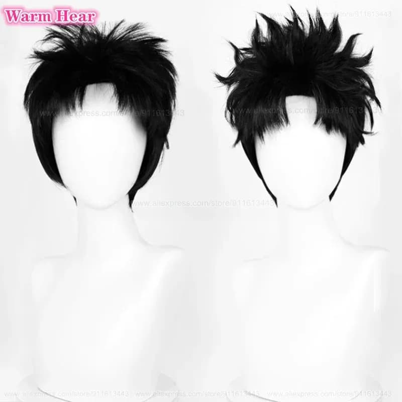 Ken Takakura Synthetic Short 28cm Black Fluffy Cosplay Anime Heat Resistant Hair Halloween Party Wigs + A Wig Capv;2,r'6;t.