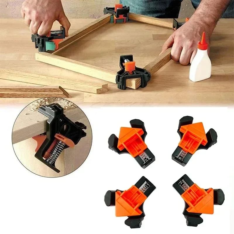 4PCS Set di strumenti per morsetto angolare per la lavorazione del legno Presse da 60/90/120 gradi per cornici da falegname in legno Fissatore per foto Immagine Cabinet Punzonatura