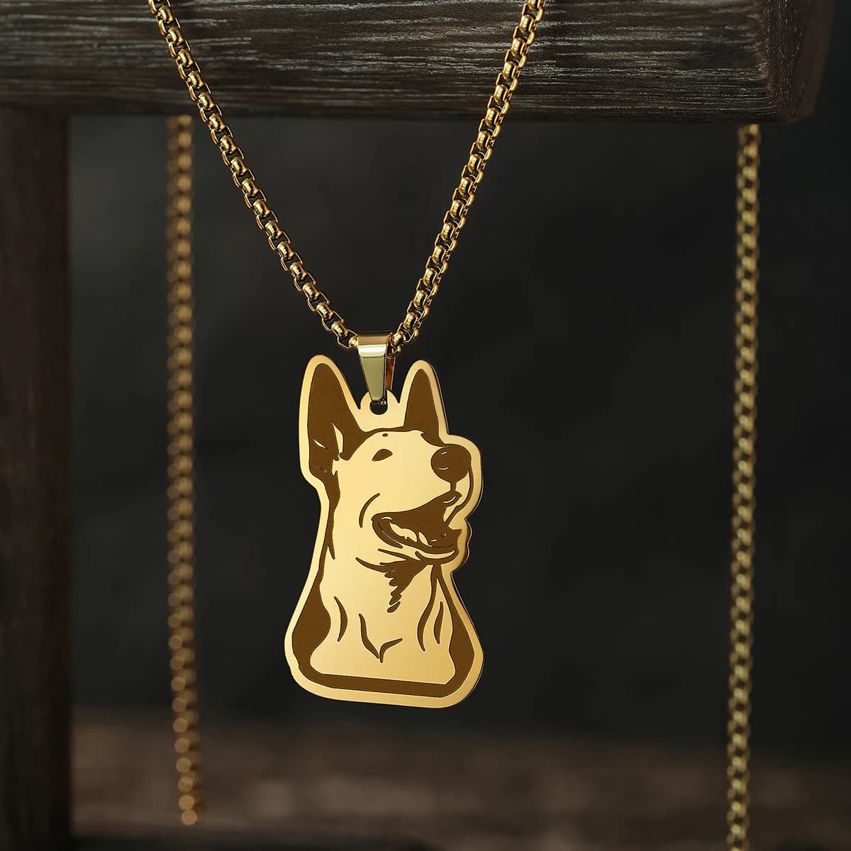CHENGXUN English Bull Terrier Tiny Animal Charm Necklace Women Men Stainless Steel Jewelry Vintage Pendant Necklace Gift