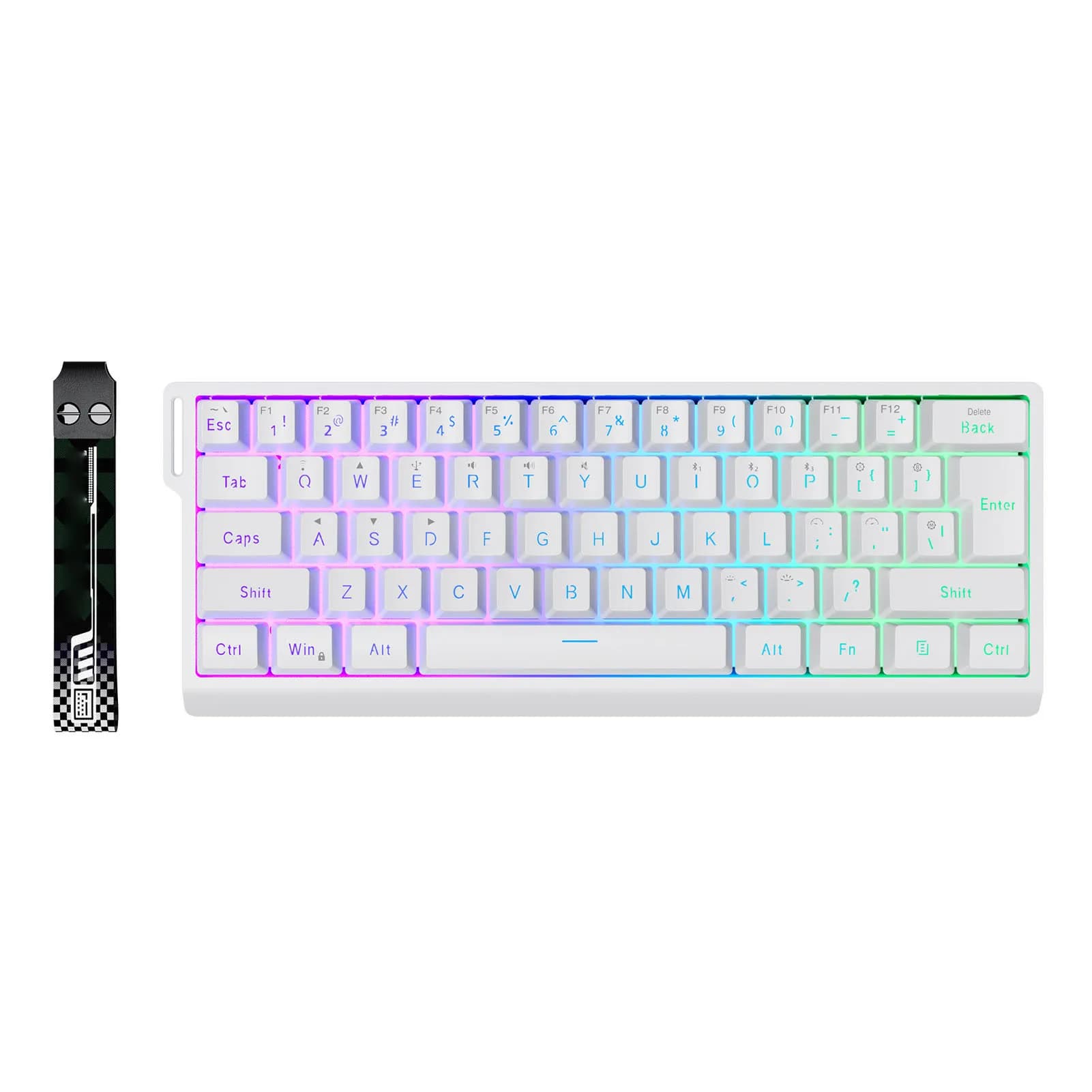 Tastiera meccanica wireless da 1 pezzo, 61 tasti, Bluetooth 2.4G, illuminazione RGB cablata, tastiera meccanica da gioco con corda per appendere