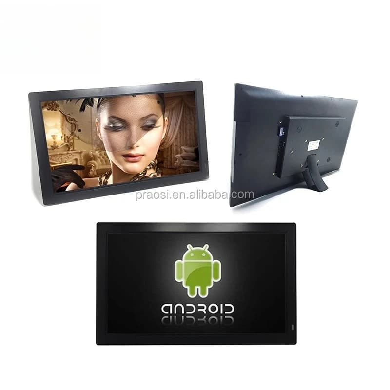 Pros Smart Android WiFi Display pubblicitario Cornice digitale da 18 pollici 1080P Video Musica Foto Controllo remoto Ora del calendario