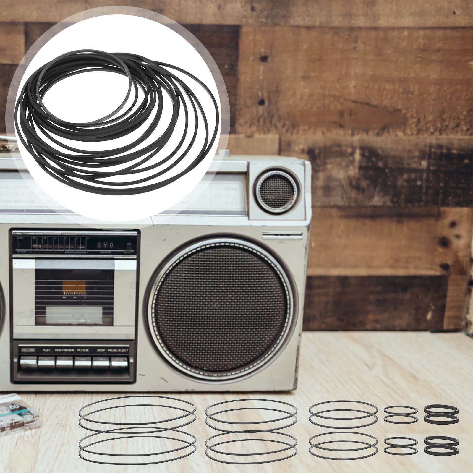 50 Pezzi Cinghie di Trasmissione in Gomma per Cassette, Ricambio per Riparazione e Manutenzione di Registratori e Lettori di Cassette, Cinghie per Deck e Cinghie Piatte