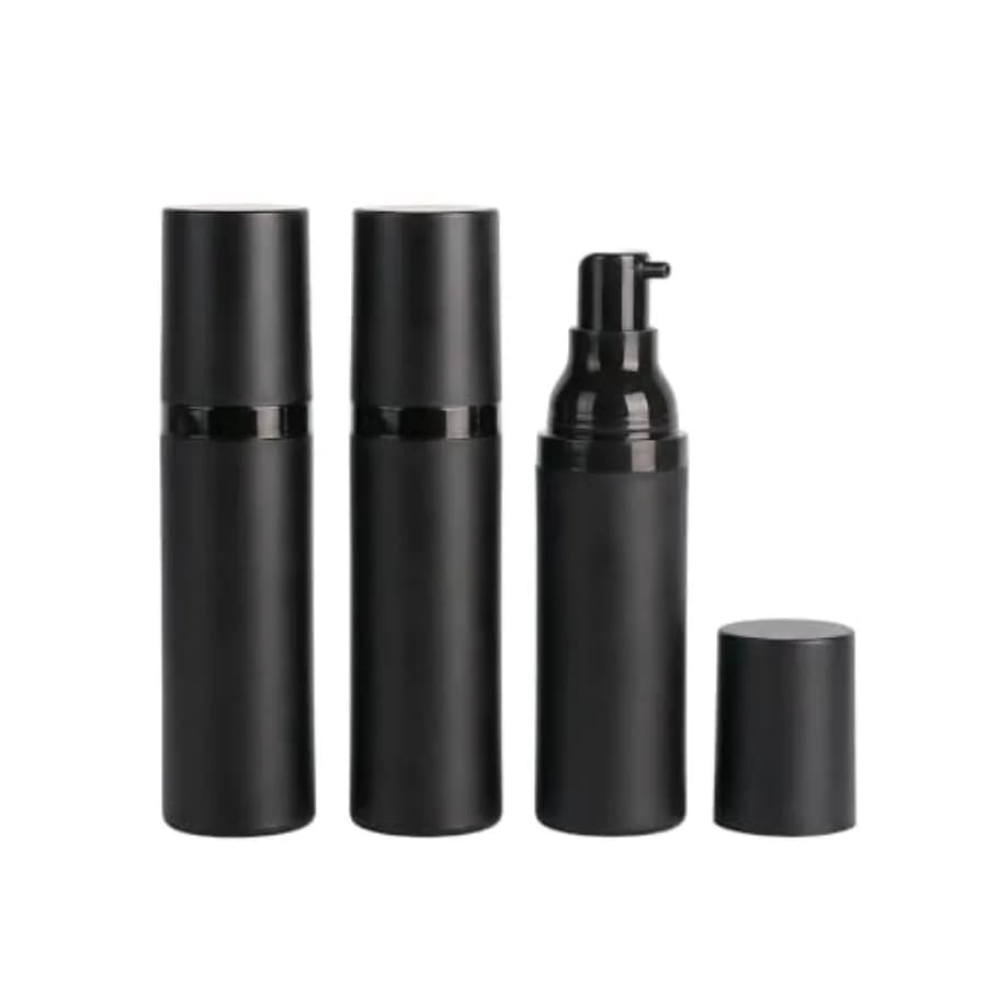 3Pcs 50ml 1.7oz Black Airs Pump Bott Travel Vacuum Lot Pump Dispensers Refillable Cosmetic Containers Foundat Cream ential Seru