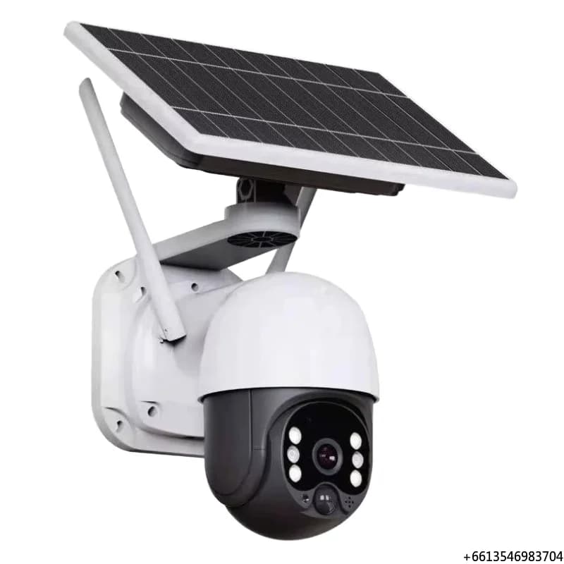Telecamera di Sicurezza IP WiFi per Interni con Rilevamento AI Solare, Sistema di Sicurezza 1080P PTZ con Visione Notturna, Sensore CMOS, Impermeabile IP65, Slot per Scheda SIM