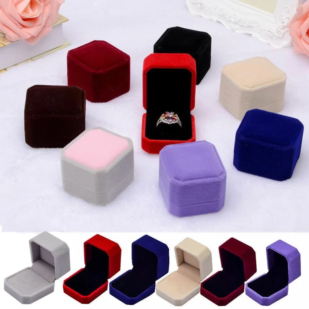 Scatola Regalo in Velluto di Alta Qualità, Porta Anelli Quadrato, Espositore per Orecchini, Organizzatore per Gioielli