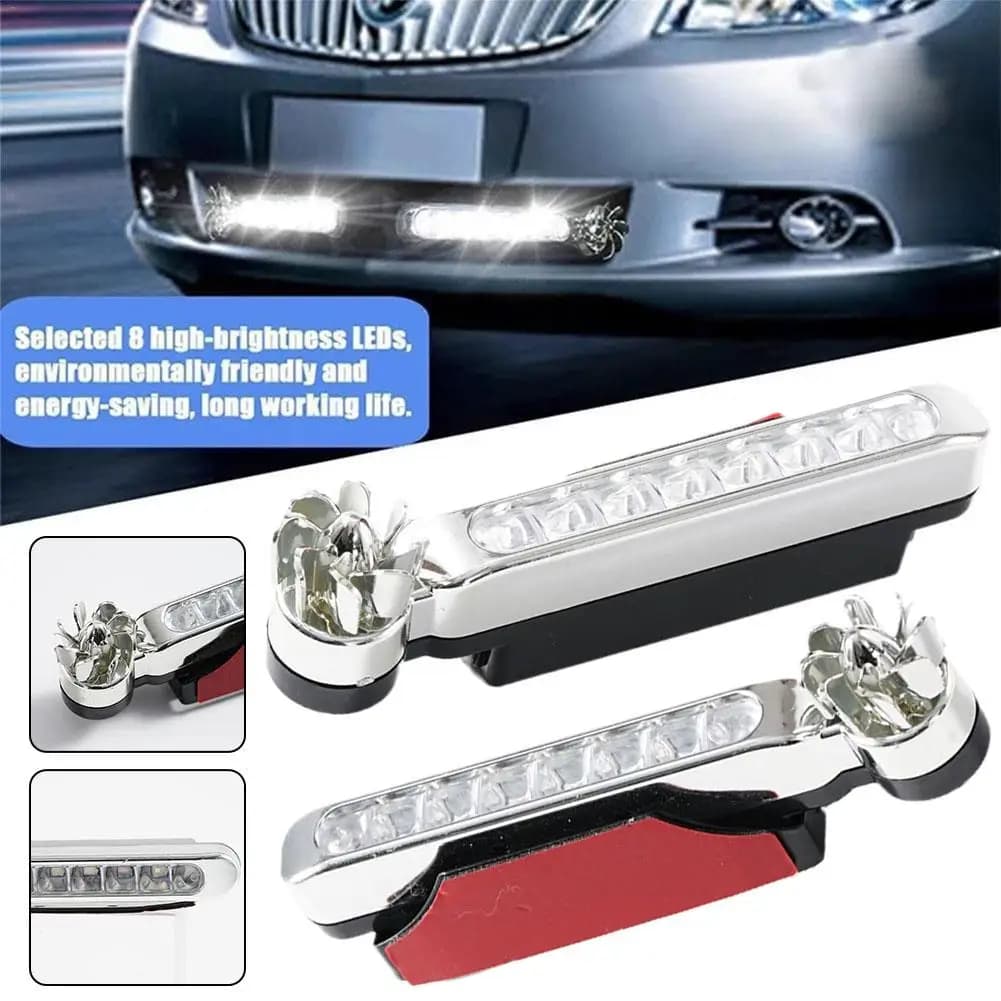 Luci di marcia diurna a LED per auto alimentate al vento Lampada da ventola con rotazione ausiliaria automatica creativa Fari diurne per automobili