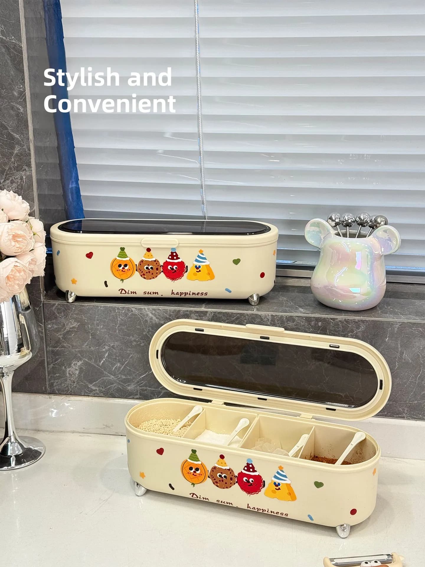 Set di Barattoli per Spezie da Cucina Multiuso, Contenitori per Conservazione di Sale, Pepe e Glutammato Monosodico