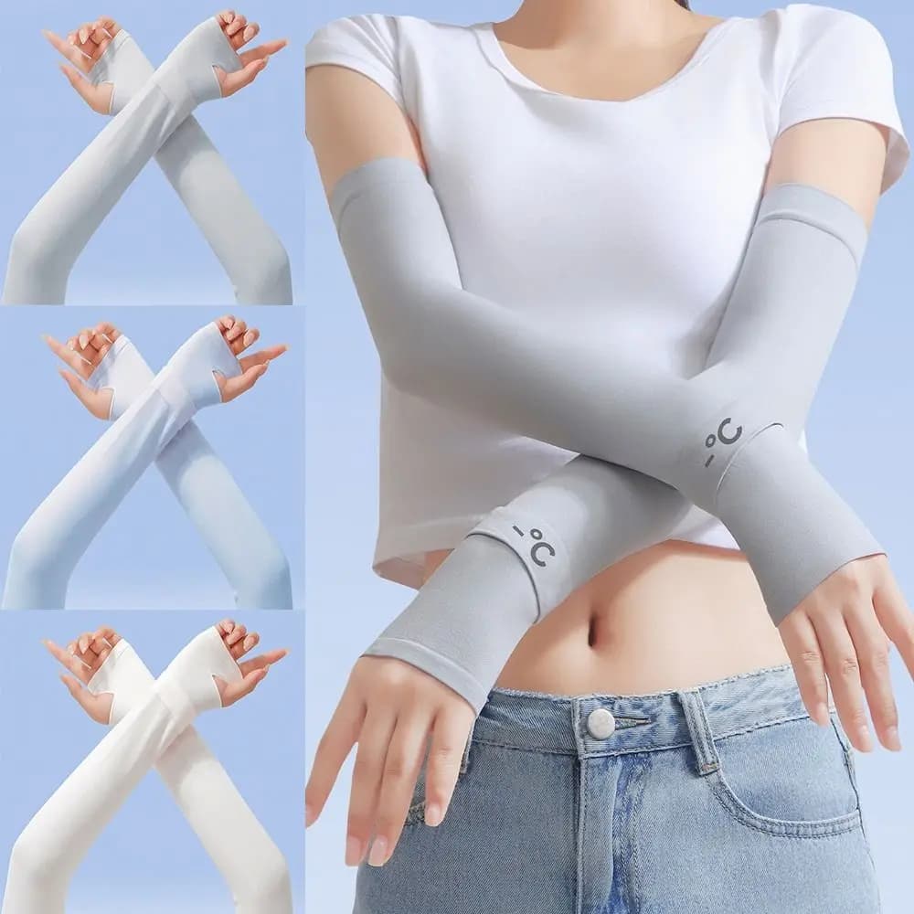 Protective Sleeves Breathable in Anti-UV Ice Silk Sottili e Rinfrescanti per Braccia, Solar Protection Long-sleeved Spring Summer