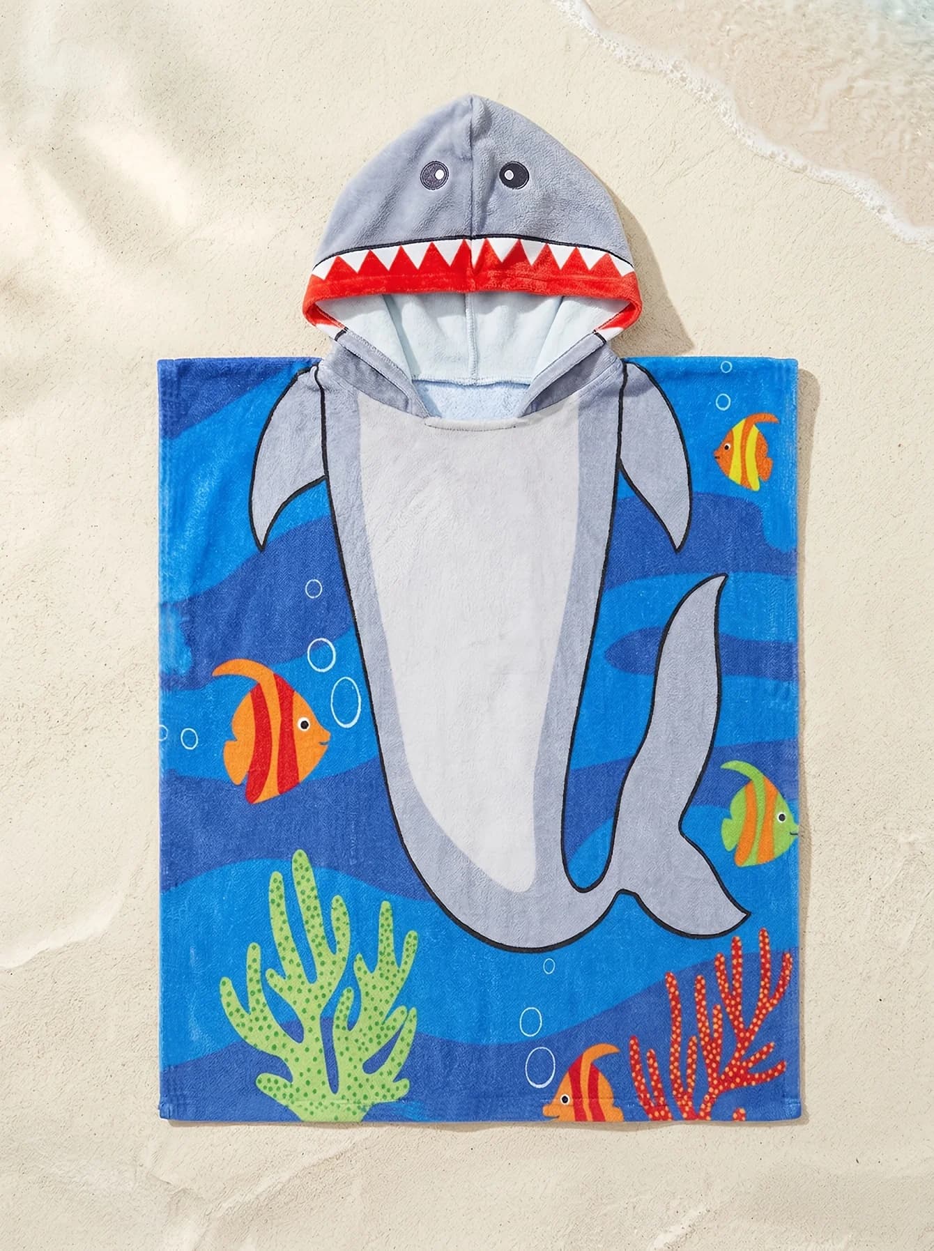 Nuovo Accappatoio con Stampa Squalo 2026, Morbido e Super Assorbente, Ideale per Spiaggia, Piscina, Mare, Campeggio, per Bambini dai 2 ai 9 Anni, Maschio o Femmina