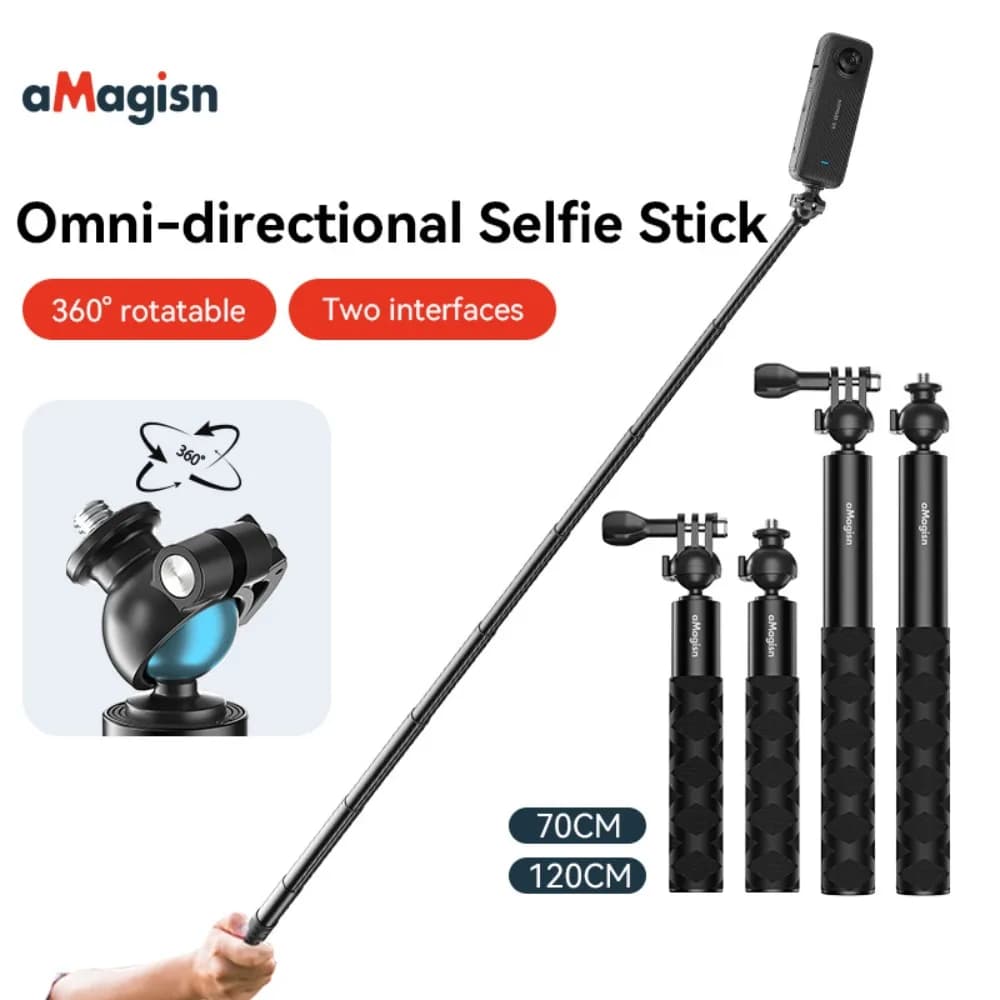 Per AMagisn Testa A Sfera Selfie Stick 70 cm/120 cm Monopiede In Metallo Compatibile Macchina Fotografica Panoramica per Gopro Max per Insta360 Accessori