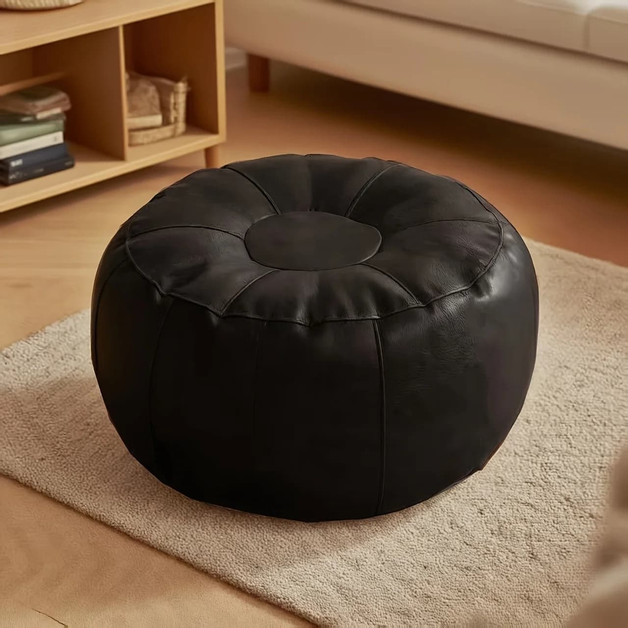Unstuffed Moroccan Faux Leather Footstool Cove Meditation Pouf Toys Old Clothes Storage Bag Bay Window Tatami Cushion Cover