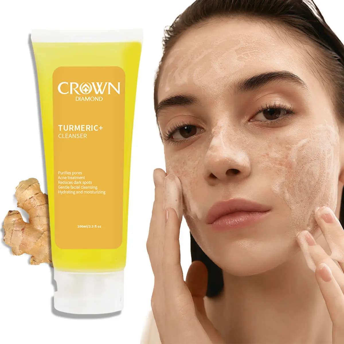 Detergent turmeric face with vitamin C and collagen, soothing, illuminating, sebum control, deep moisturizing for skin care
