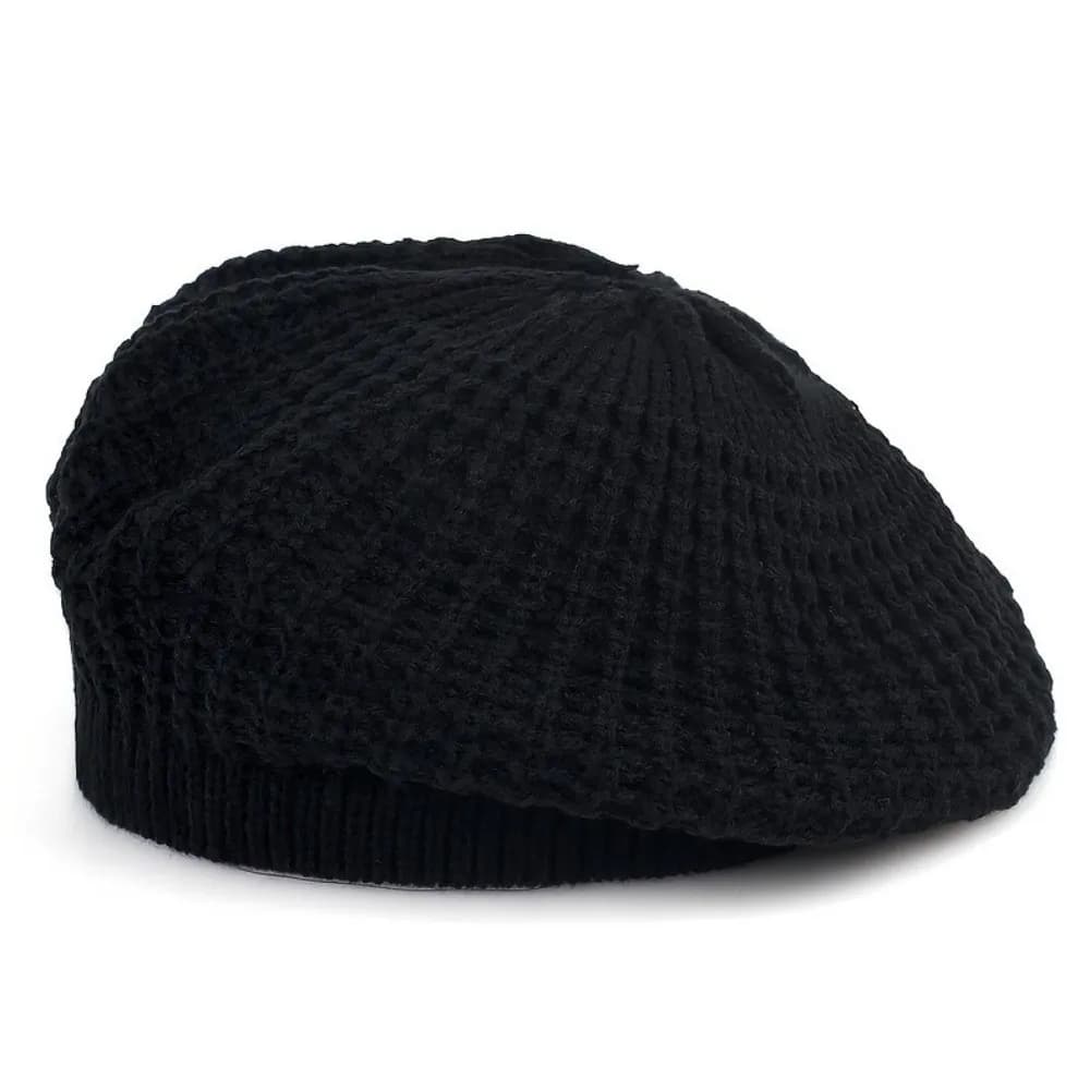 New Crochet Beret Hat Thin Knitted French Artist Hat Elastic Breathable Beanie Cap