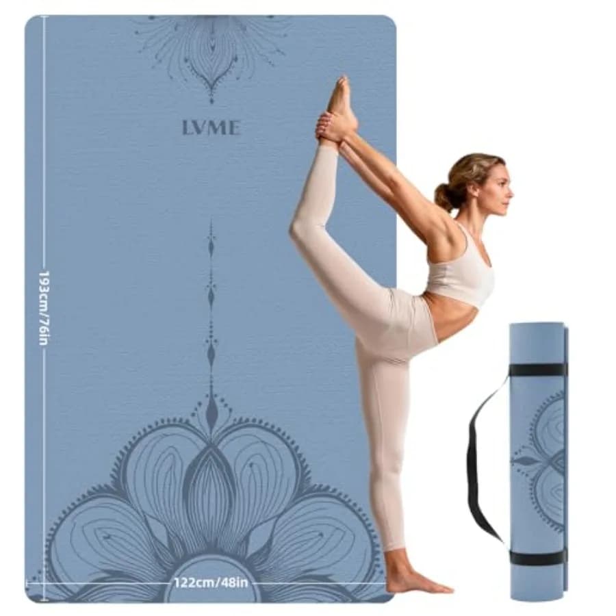 Yoga Mat Large 75x48x0.4 cm Extra Largo Thick 10mm TPE Antiskid for Yoga Pilates Training at Home and in Gym Black
