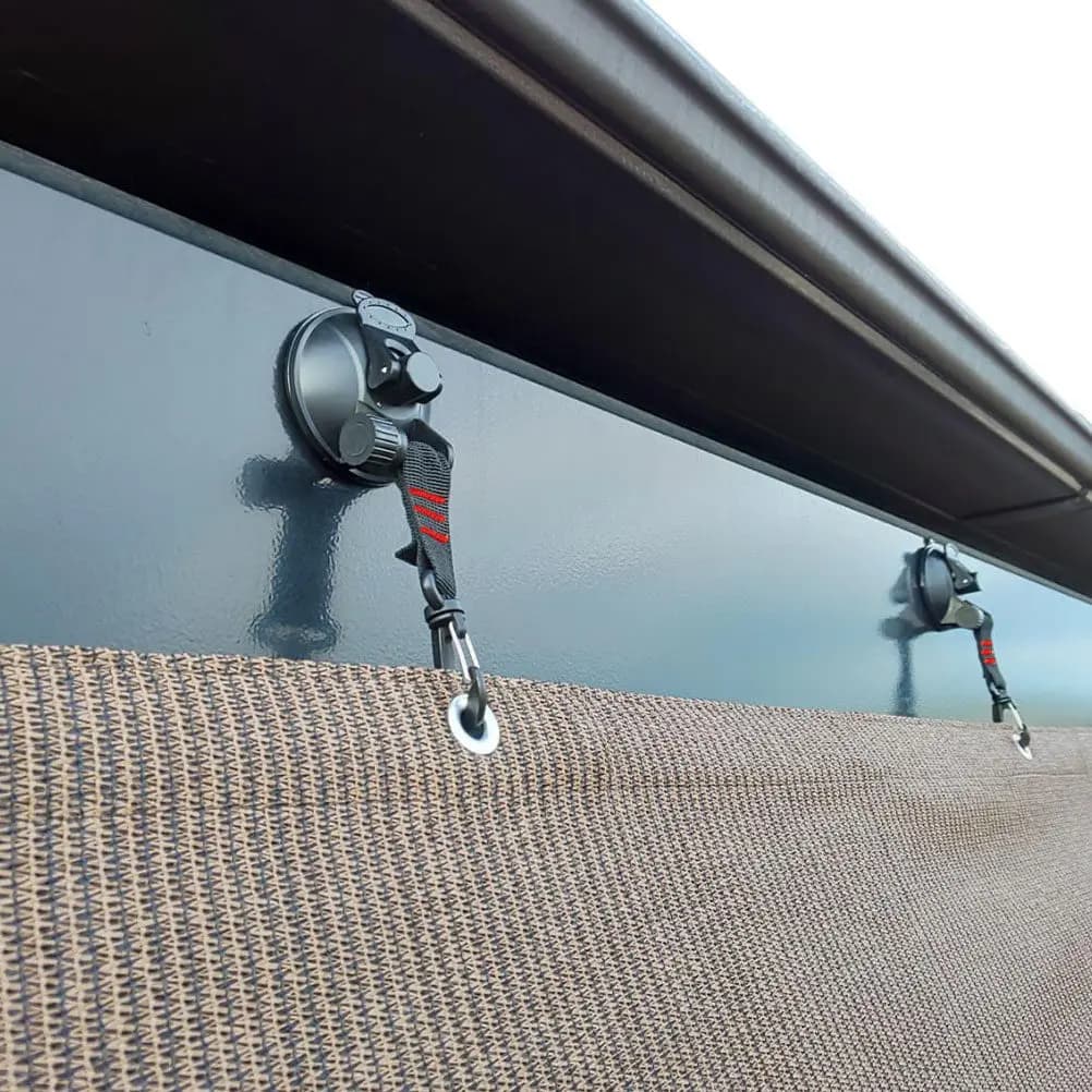 Set di 4 Ganci a Ventosa per Tenda, Campeggio, Finestrino Auto, Tettoia, Gancio da Parete Resistente Senza Tracce, Multifunzionale