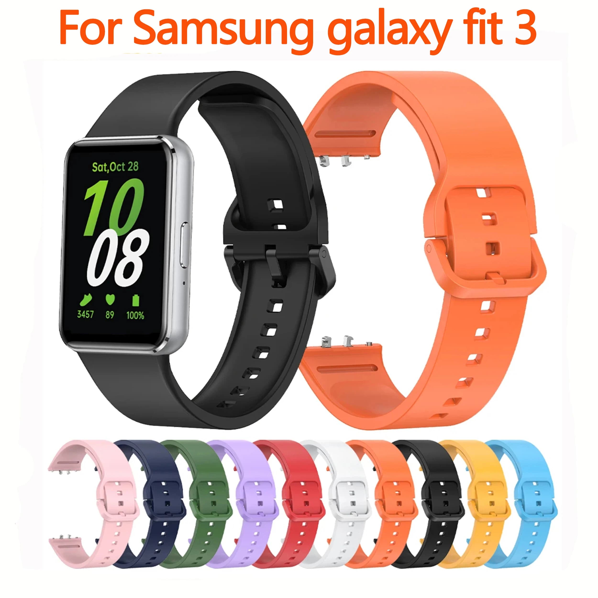 Cinturino per orologio originale con anello in silicone per Samsung Galaxy Fit 3 Accessori Smartwatch Bracciale sportivo in gomma per cinturino Galaxy Fit 3