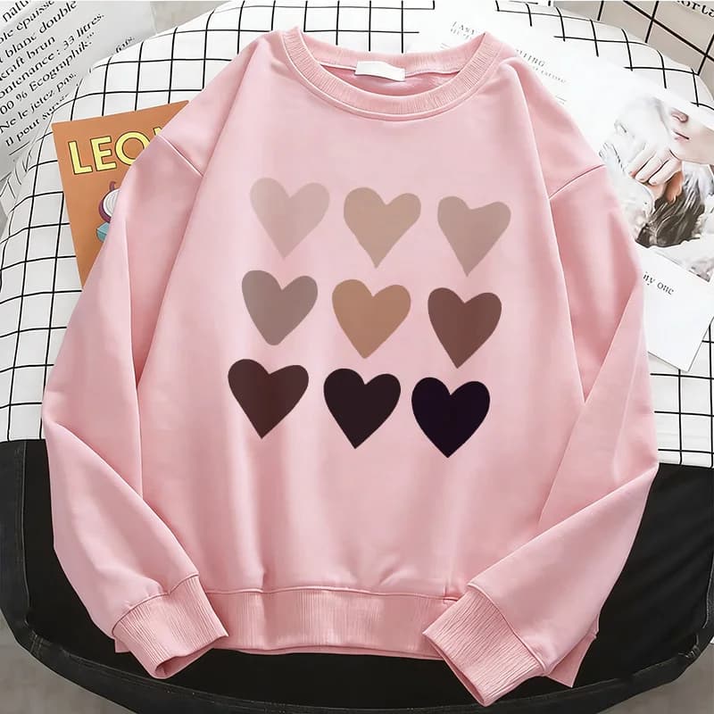 Felpa con Cappuccio da Donna Y2K con Cuore, Calda in Pile, Morbida, Stile Anni '90, Girocollo, Casual