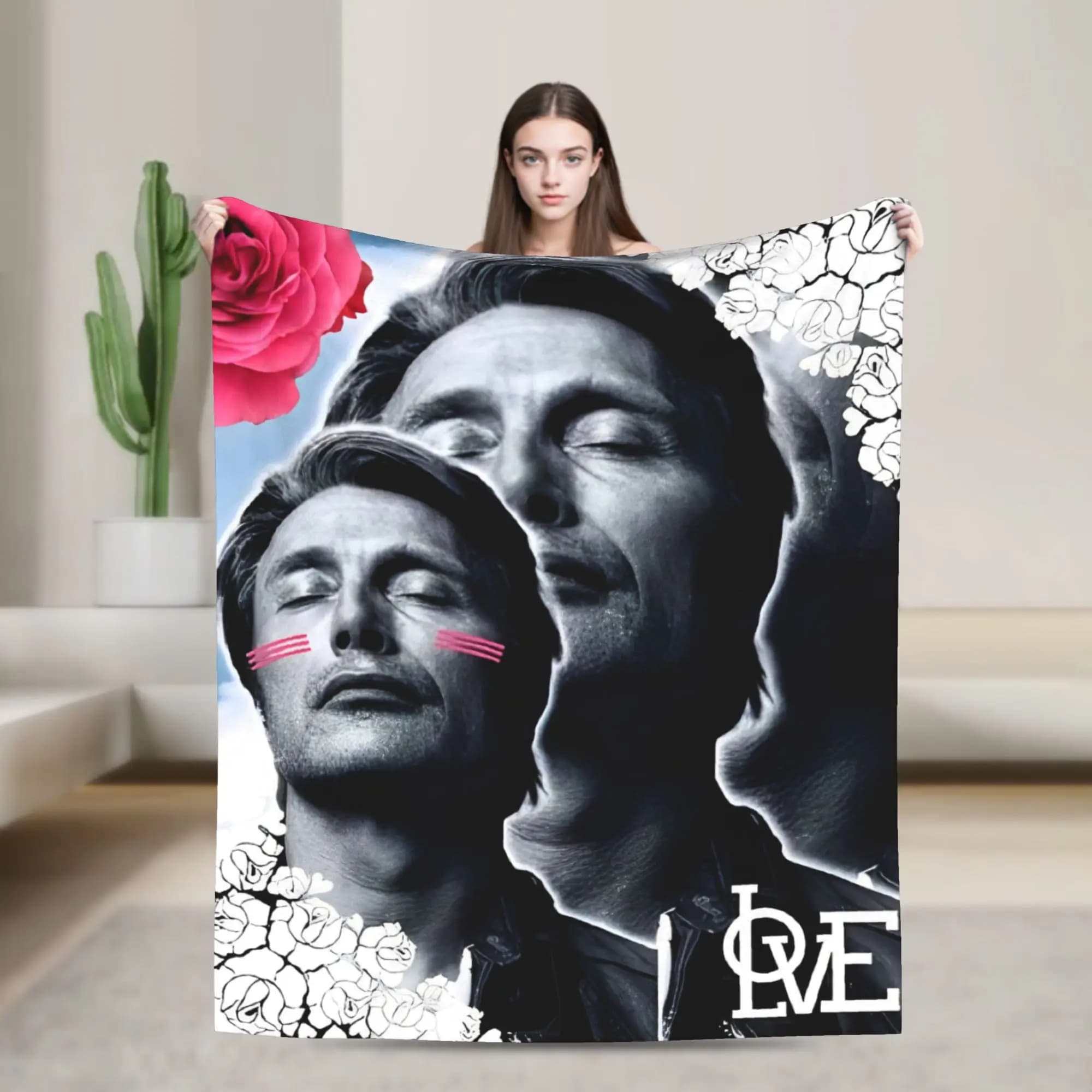 Coperte in pile Hannibal Mads Mikkelsen Collage, coperte multifunzione super calde per primavera/autunno, per divano, copriletto