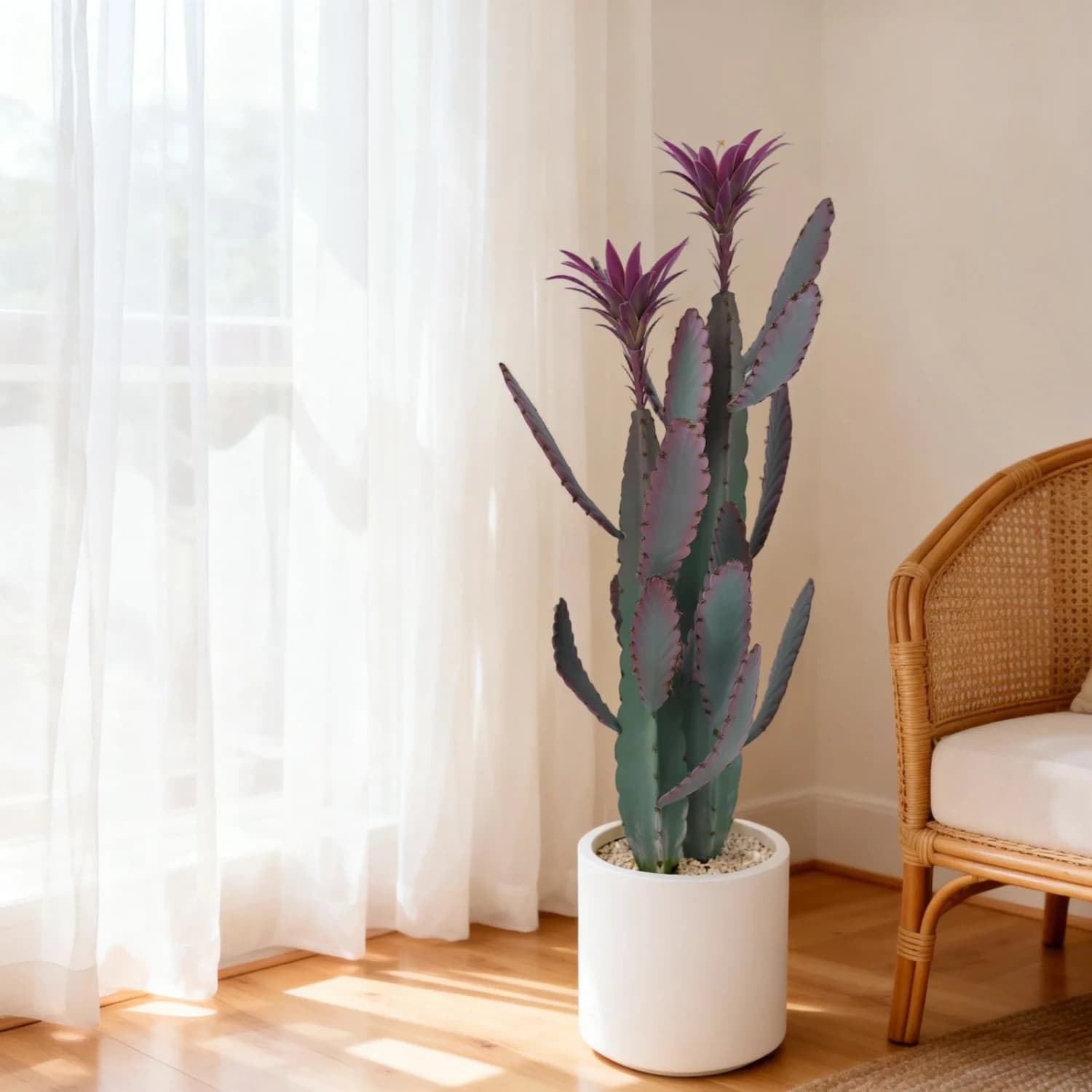 Cactus Artificiale Alto in Vaso 96cm, Finto Cactus del Deserto, Grande Pianta di Cactus Finta con Vaso per Casa, Giardino, Interni ed Esterni