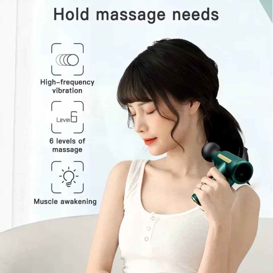 720 Mini Portable Handheld Fascia Gun Rechargeable Fitness Vibration For Head Body With Heat Function 1200 Mah