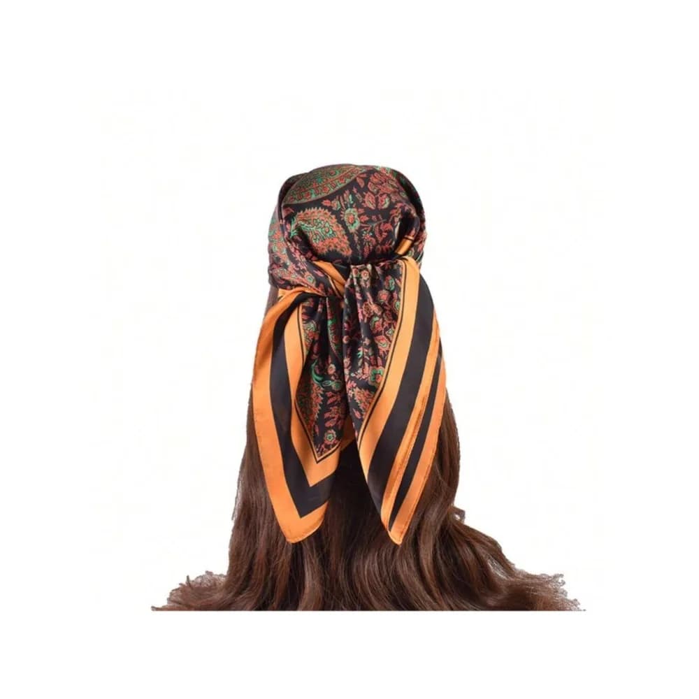 1 pezzo di sciarpa quadrata da donna alla moda, versatile, con motivo floreale a cassetta, stampa in seta sintetica, sottile, 70 cm * 70 cm, sciarpa in seta, multiuso come foulard, sciarpa per capelli, accessorio moda, fascia per capelli, molto adatta per abbellire il tuo stile.