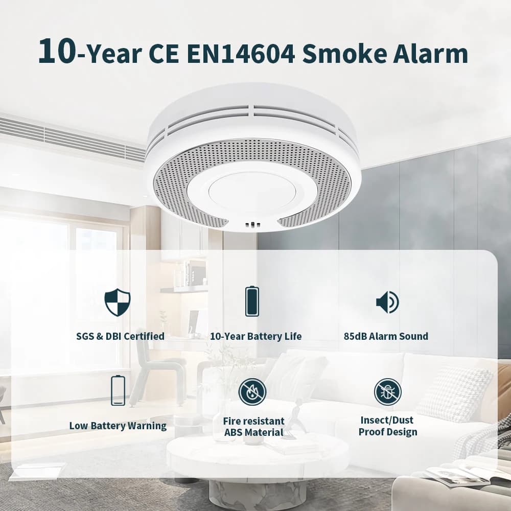 Standalone Smoke Alarm, Smoke Detector with 10 Years Battery, Fire Alarm, CE/UKCA, VS03
