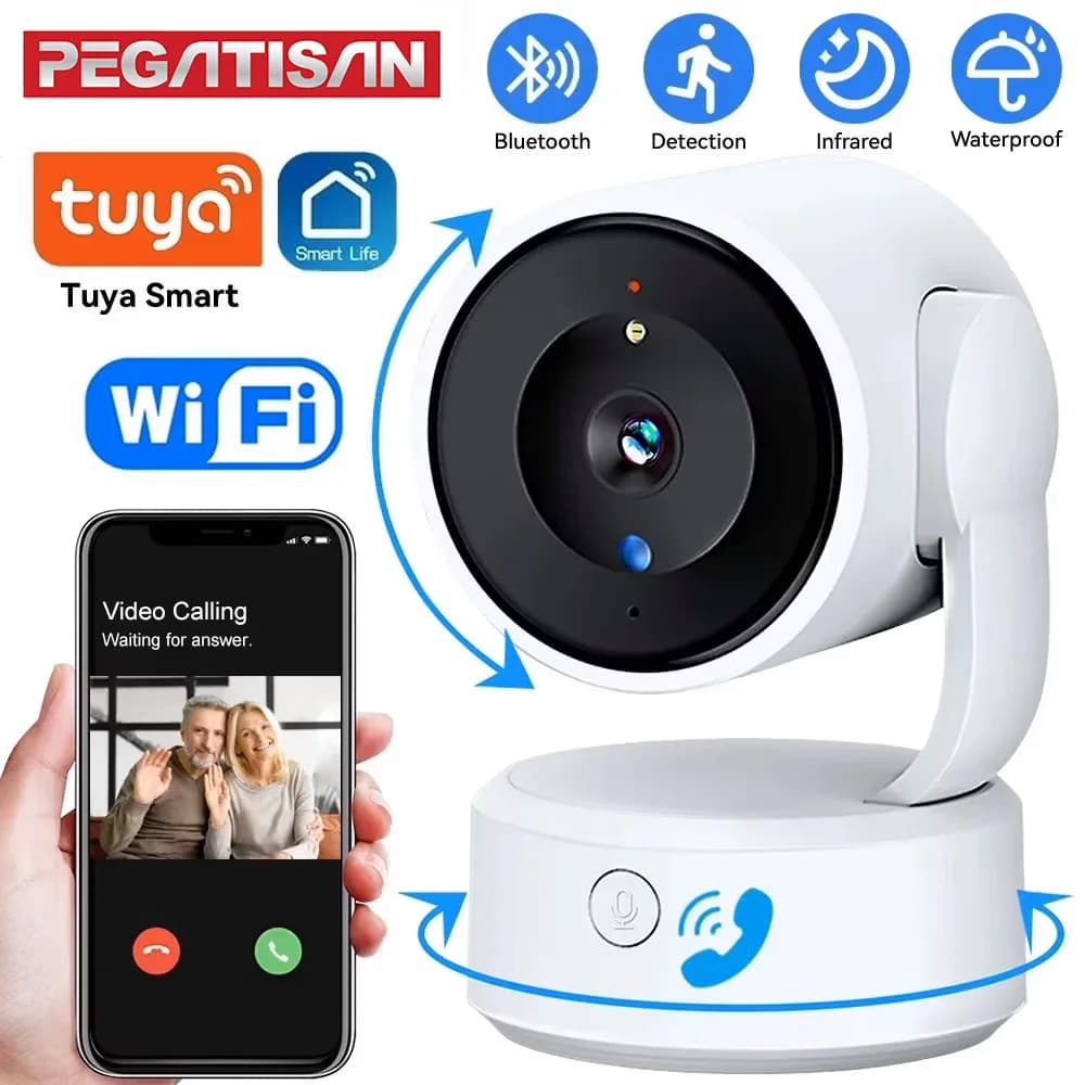 PEGATAH 5MP One-touch Call Baby Monitor da interno WiFi Telecamera PTZ Monitoraggio automatico Visione notturna a colori Telecamera di sorveglianza IP Tuya App