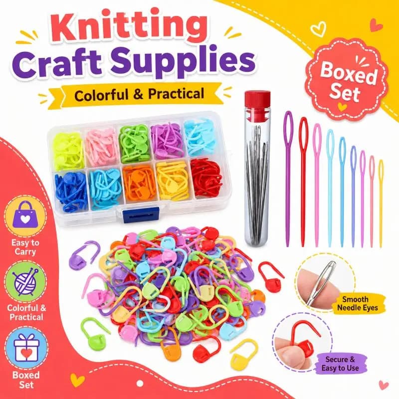 Colorful Mixed Plastic Weaving Tools Locking Stitch Marker Rings Crochet Tools Needle Clip Set DIY