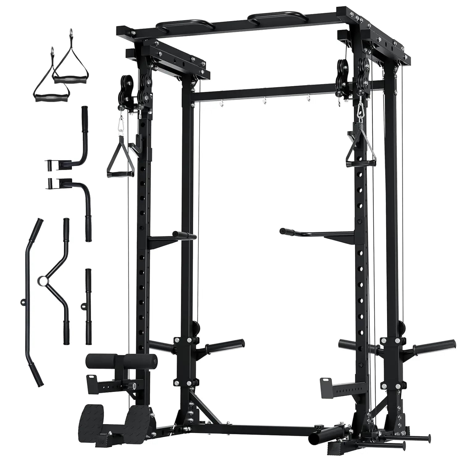 Drone3 Power Rack, 2500 pound Home Gym Multifunction Rack with Double Pulley System, J Track and Hook Bar, Customizable