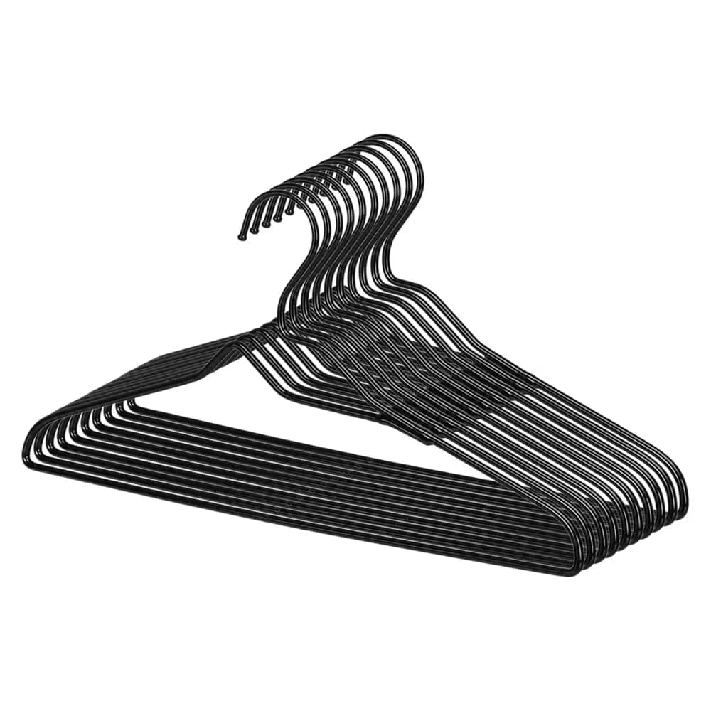 10 Pack Chrome Black Non-Slip Clothes Hangers Slim Space Saving Metal Hook Garment Organizer With Pants Bar For Closet