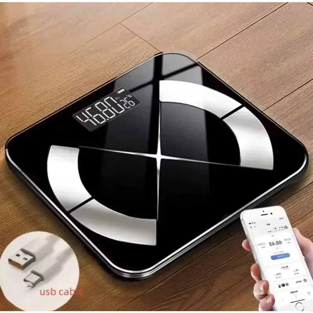Bluetooth Fat Scale Accurate Smart Digital Bathroom Weight Wireless Weight Scale USB Rechargeable Smartphone APP Weighing Scale