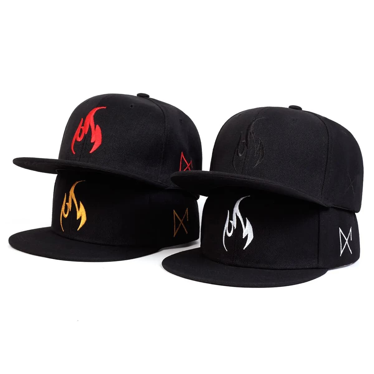 Cappelli Hip-hop Unisex con Ricamo a Fiamma, Cappellini da Baseball Regolabili per Esterni, Cappello Parasole Casual