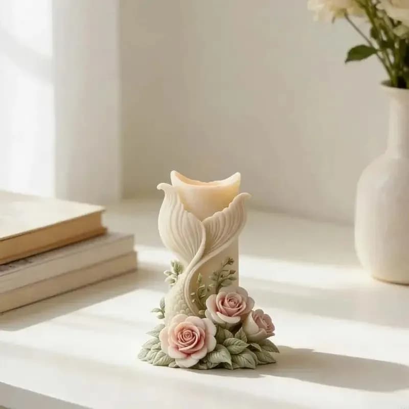 latest models rose fish tail carved cylinder silicone mold,for resin casting soap gypsum ornament,diy holiday decoration craft