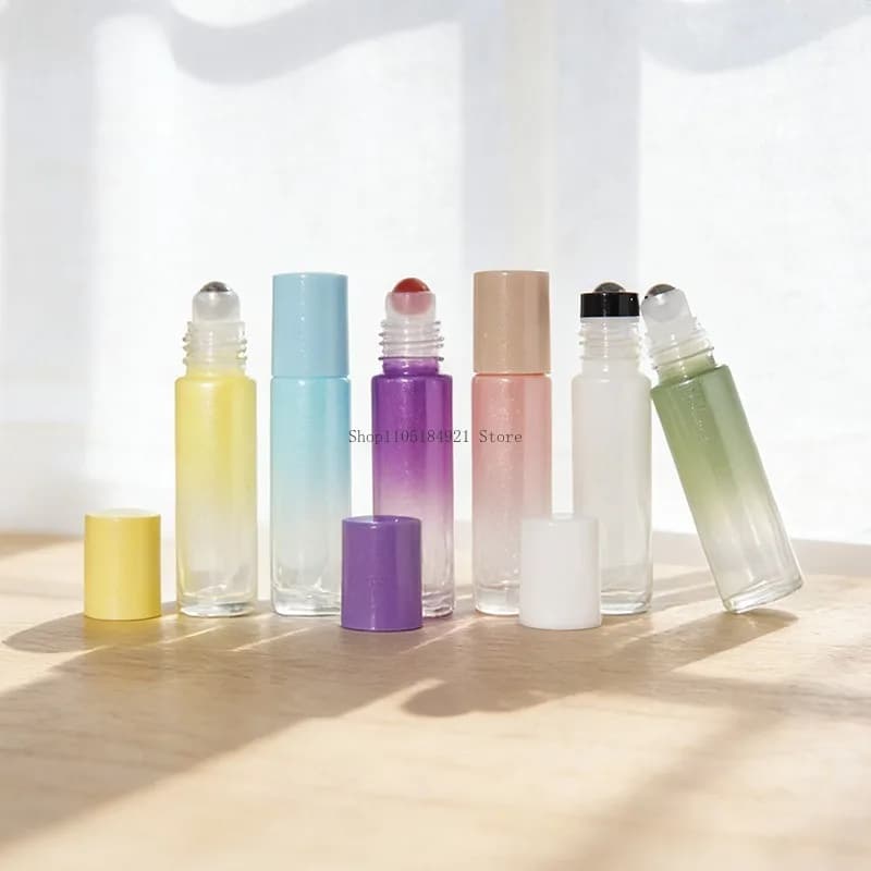 10Ml Pearlescent Gradual Change Color Essential Oil Bottle Sub-packaging Portable Sealed Ball Glass Bottle Incense Accessories