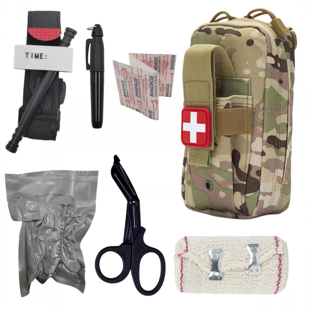 Borsa Molle First Aid EDC Laccio emostatico di pronto soccorso, benda a forbice, kit di pronto soccorso da caccia IFAK, kit salvavita