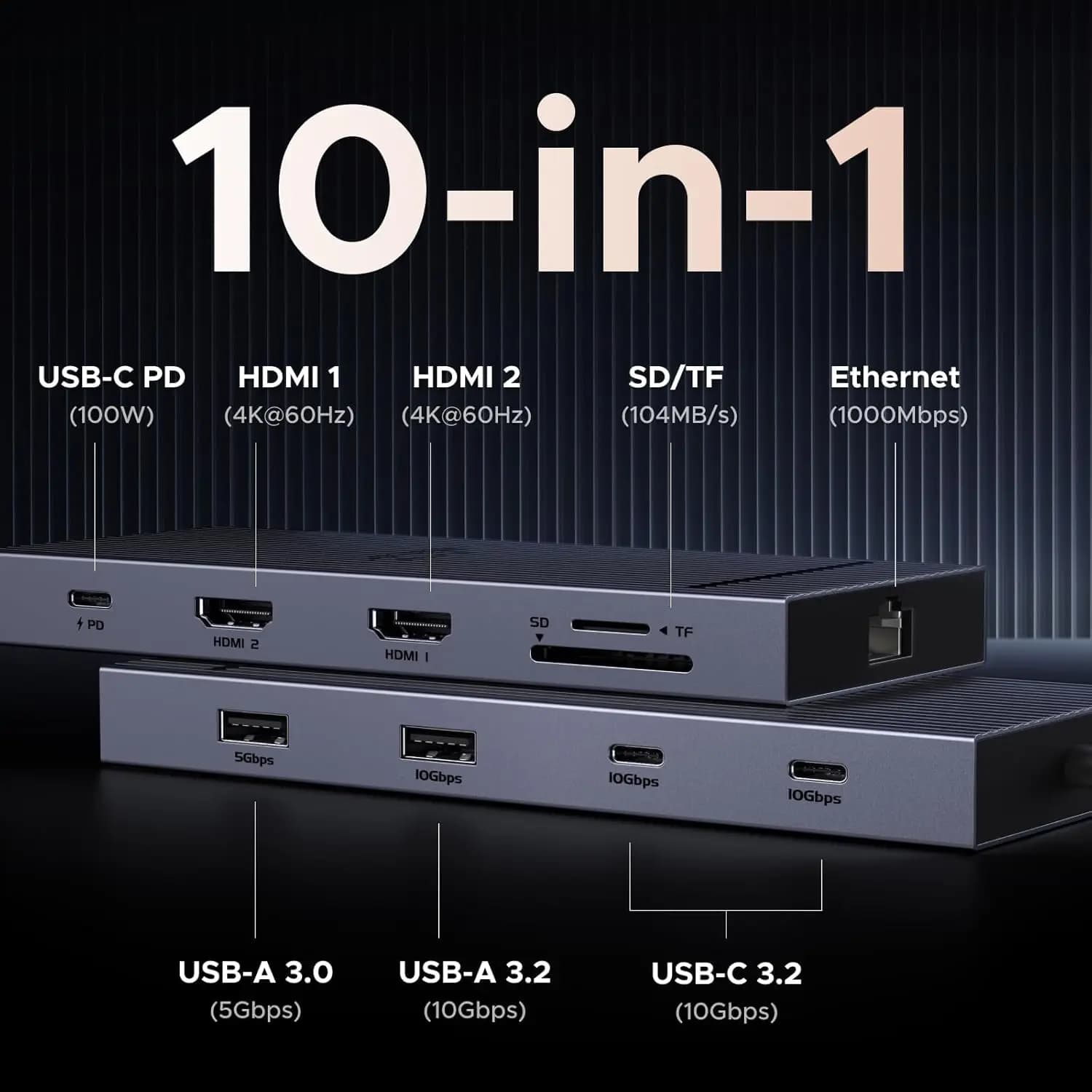 UGREEN Revodok Docking station USB C 10 in 1 doppio monitor 4K, hub USBC