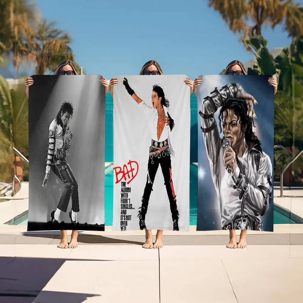 King Of Pop M-Michael J-Jackson Asciugamano da bagno in microfibra morbida che assorbe l'acqua traspirante per bambini Asciugamano da spiaggia decorativo per cartoni animati