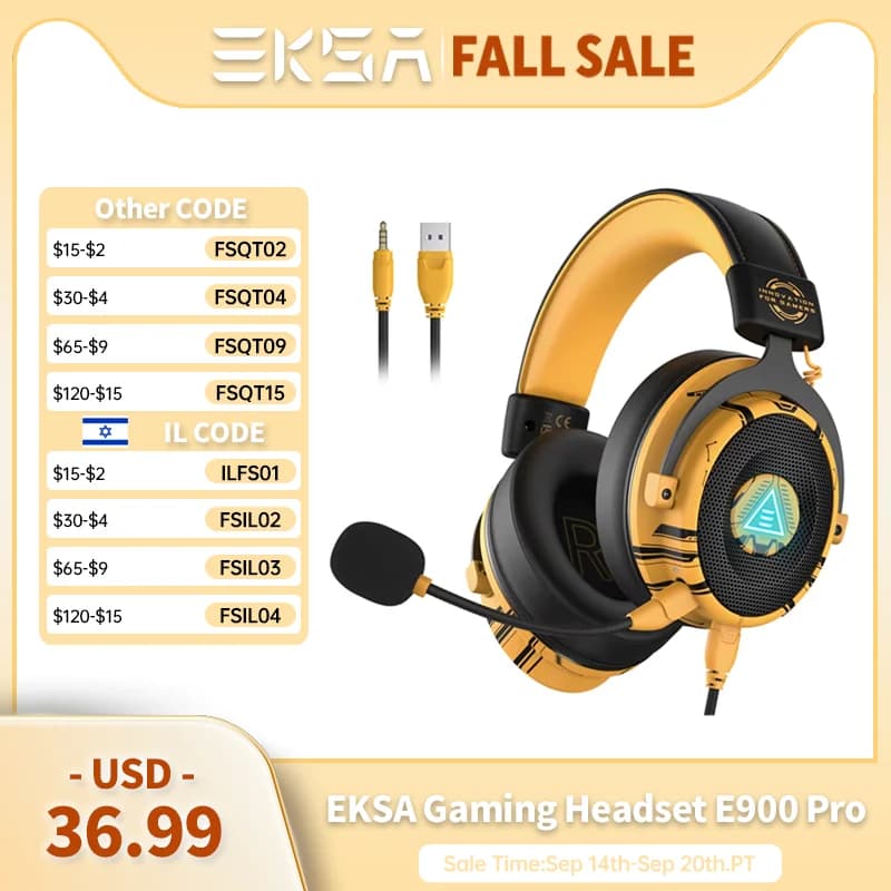 EKSA E900 Pro cuffie da gioco aggiornate Gamer 7.1 cuffie cablate Surround con microfoni con cancellazione del rumore per PC/PS4/PS5/Xbox
