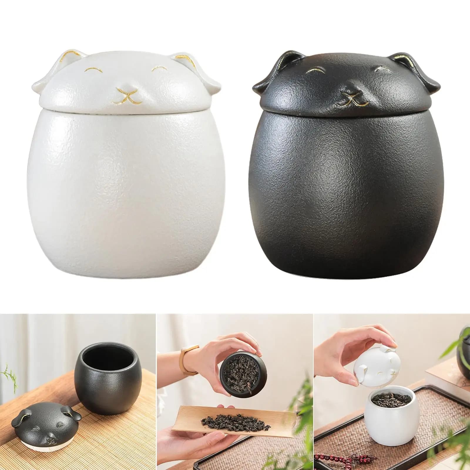 Kitchen Storage Jars Ceramic Canisters with Lid Airtight Spice Coffee Sugar Tea Container Set for Countertop