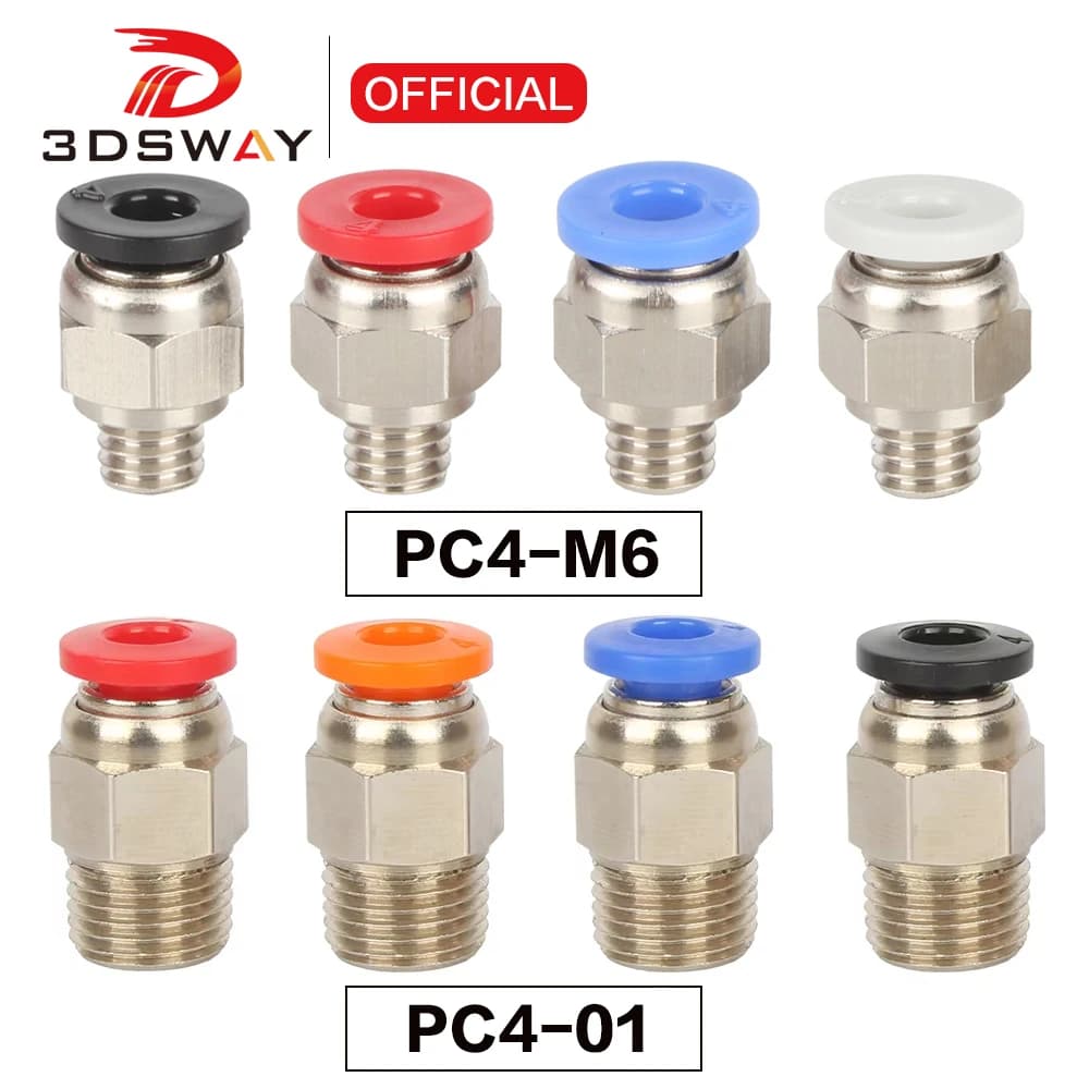 Parti della stampante 3D 3DSWAY PC4-01 Connettore rapido Raccordi pneumatici Connettore 4*2 Alimentazione PTFE per e3dv6 Hotend Filamento da 1,75 mm
