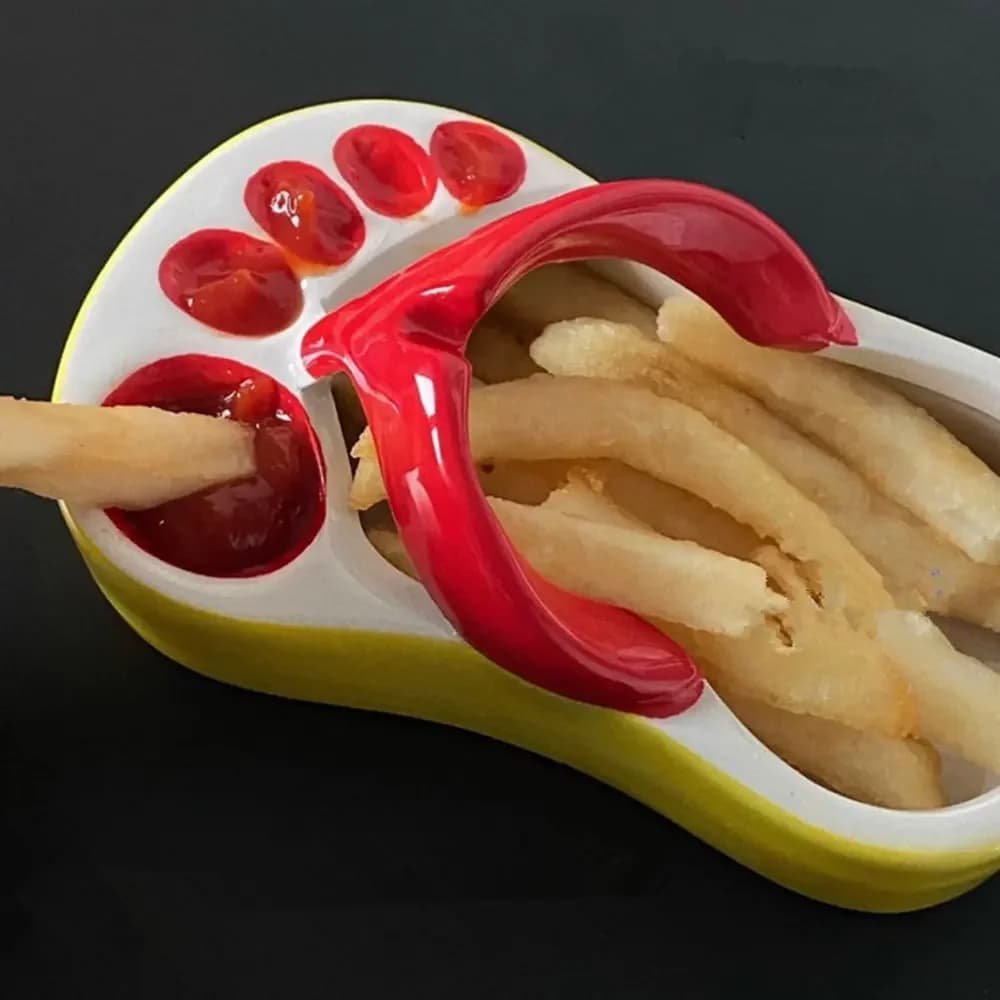Romanzo piatto per patatine fritte creativo divertente pantofola a forma di barche per alimenti in ceramica portabicchieri per patatine fritte per la casa del ristorante