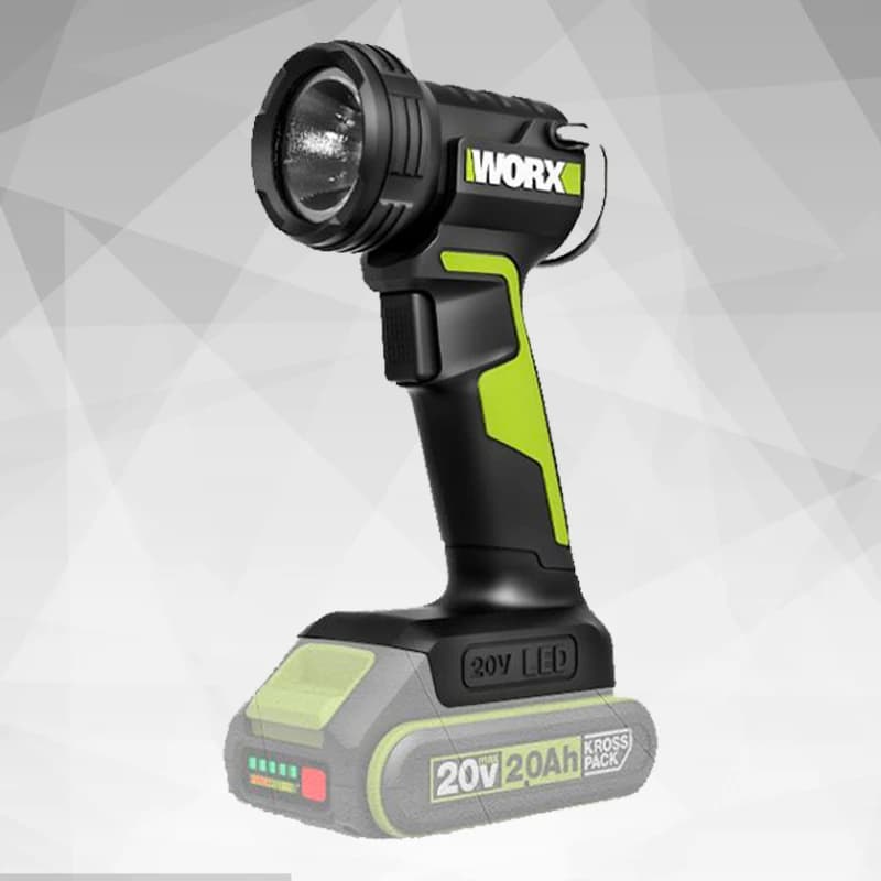 WORX WU027 Batteria al litio da 20 V Torcia multifunzione Lampada da lavoro portatile a LED per esterni Lampada di riparazione senza batteria e caricabatterie