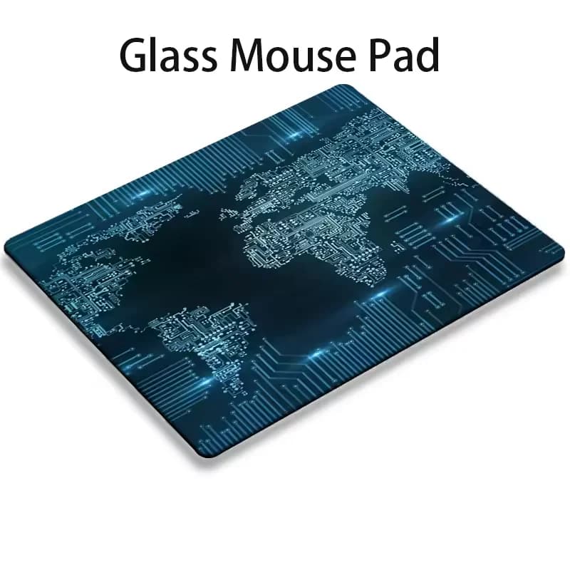 Tappetino per Mouse in Vetro con Design Minimalista e Astratto, Codice Binario e Matrice di Dati, per Gaming, Competizioni, Ufficio, Computer, Tastiera, Accessori Carini